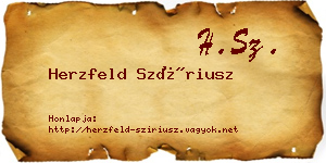 Herzfeld Szíriusz névjegykártya